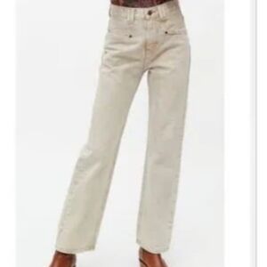 BDG Women's High Waisted Wide Leg Jeans in beige. size 26